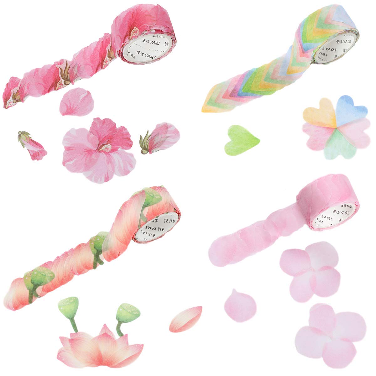 HASTHIP 4 Roll Creative Flower Petal Washi Tape, Masking Tape Decorative Decals, DIY Petal Stickers for Scrapbooking, Diary, Bullet Journal, Planner, 200 Petals/Roll (Pink) HASTHIP 4 Roll Creative Flower Petal Washi Tape, Masking Tape Decorative Decals, DIY Petal Stickers for Scrapbooking, Diary, Bullet Journal, Planner, 200 Petals/Roll (Pink)